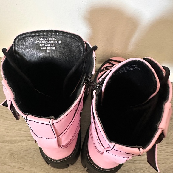 Club Exx Pink Platform Combat Boots - Women's Chunky Lace-Up Boots - Picture 5 of 6